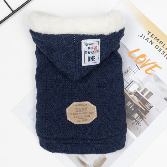 KFX-1385021 Warm Hooded Sweater for Pets in Plus Velvet and Classic Colors