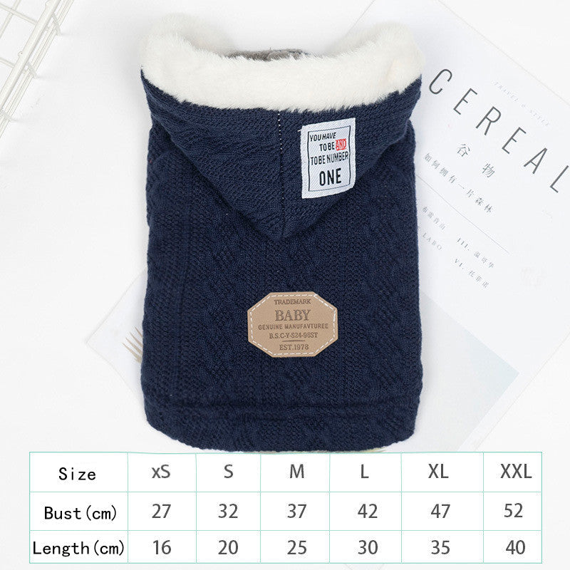 KFX-1385021 Warm Hooded Sweater for Pets in Plus Velvet and Classic Colors