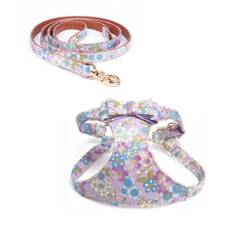 KFX-1386301 Japanese Style Cat Chest Strap and Traction Rope - Prevent Break Free, Leather, Multiple Colors Available