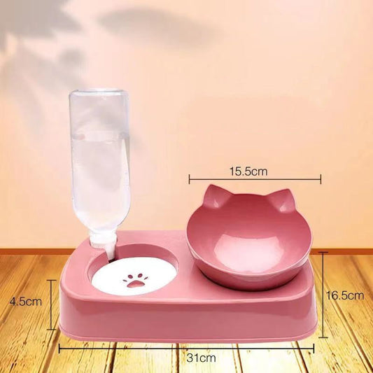 KFX-1387197 Automatic Anti-Overturn Large-Capacity Cat Rice Bowl - Medium and Large Sizes Available in Pink and Green