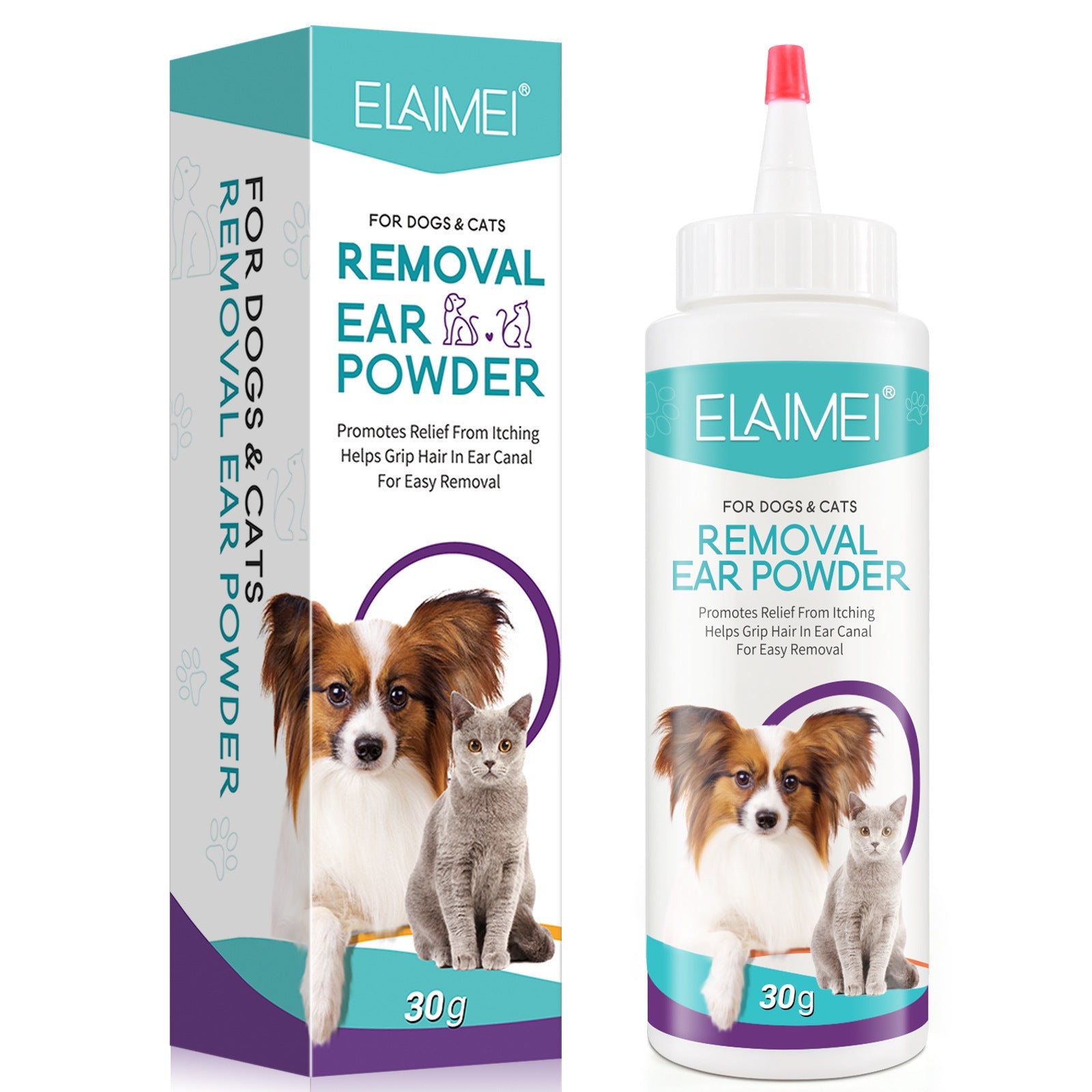 KFX-1388605 Ear Cleaning Powder for Cats and Dogs - Relieves Inflammation, Itching, and Ear Odor