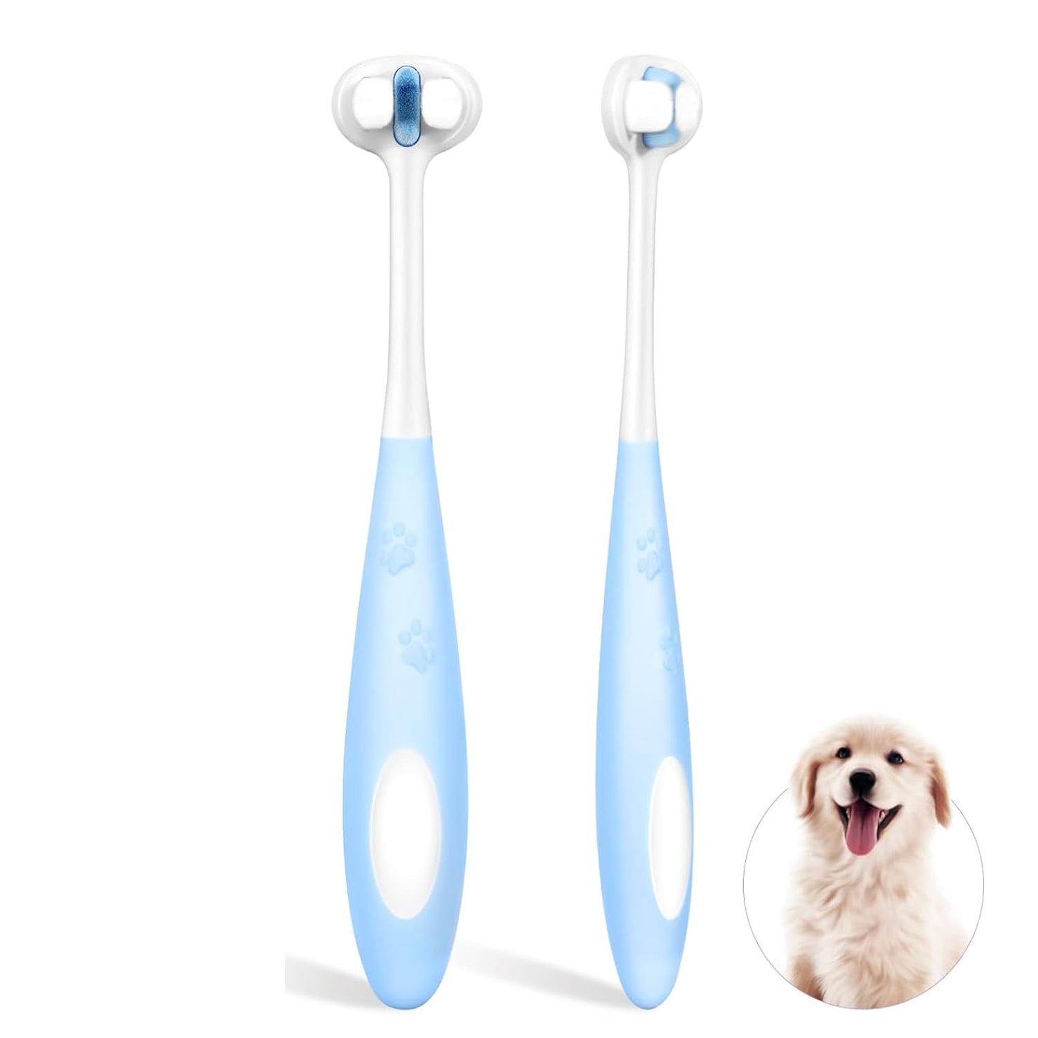 KFX-1390269 Ultra Soft Nano Bristles Dog Toothbrush - 3 Sided Design for Gentle Teeth Cleaning and Dental Care