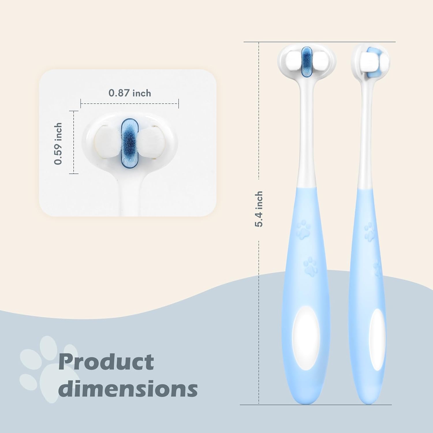 KFX-1390269 Ultra Soft Nano Bristles Dog Toothbrush - 3 Sided Design for Gentle Teeth Cleaning and Dental Care