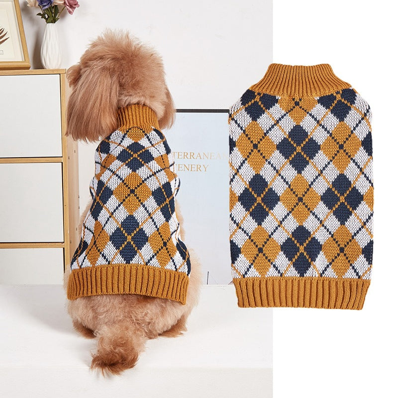 KFX-1390781 Thanksgiving Retro Plaid Pet Clothes with Black Turkey and BOO Design