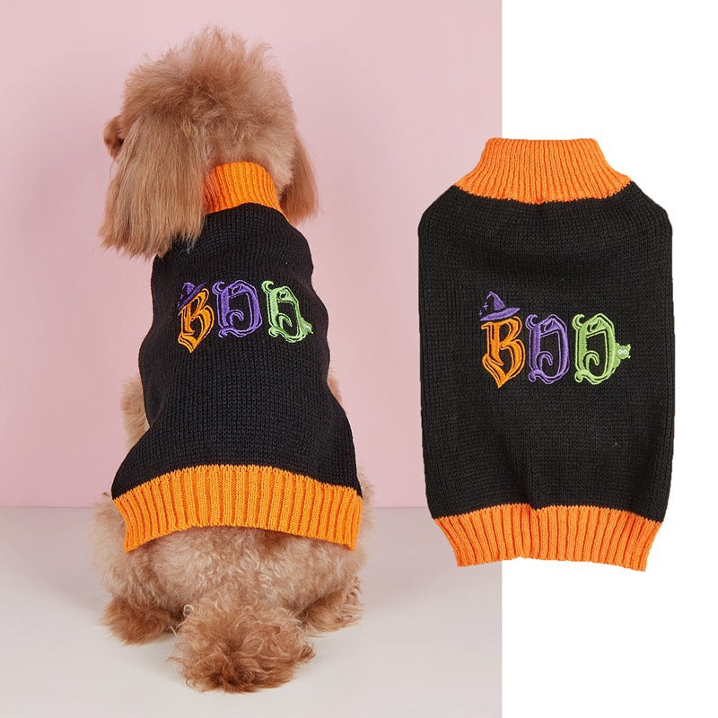 KFX-1390781 Thanksgiving Retro Plaid Pet Clothes with Black Turkey and BOO Design