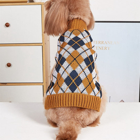 KFX-1390781 Thanksgiving Retro Plaid Pet Clothes with Black Turkey and BOO Design