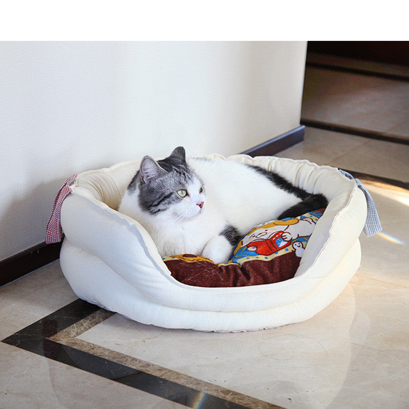 KFX-1392829 Cozy Cat Deep Sleep Nest for Autumn and Winter, Soft Cloth Pet Kennel, Warm Nesting Pad 60x80cm