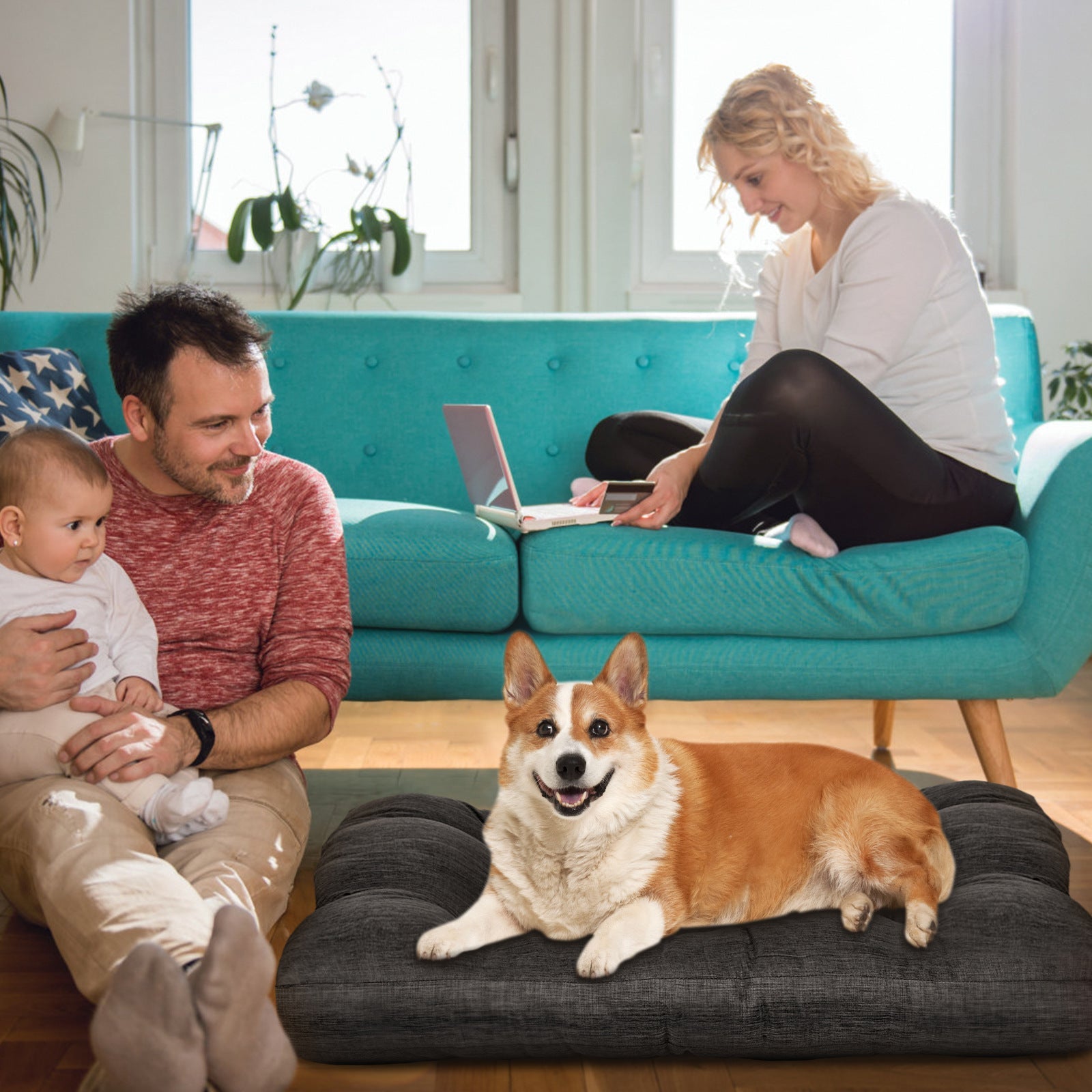 KFX-1394621 Thick and Warm Kennel Bed for Large Dogs - Winter-Ready Pet Nest in Gray, 98x77x12cm