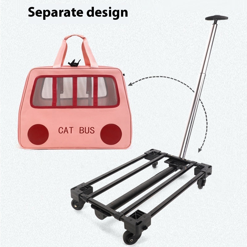 KFX-1395005 Foldable Portable Pet Trolley for Comfortably Transporting Up to Two Cats