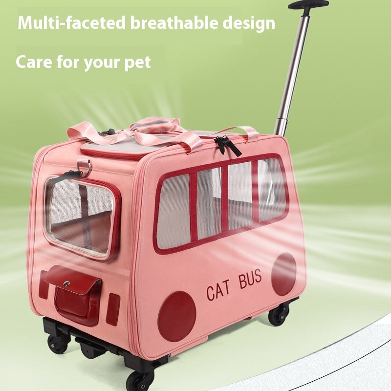 KFX-1395005 Foldable Portable Pet Trolley for Comfortably Transporting Up to Two Cats