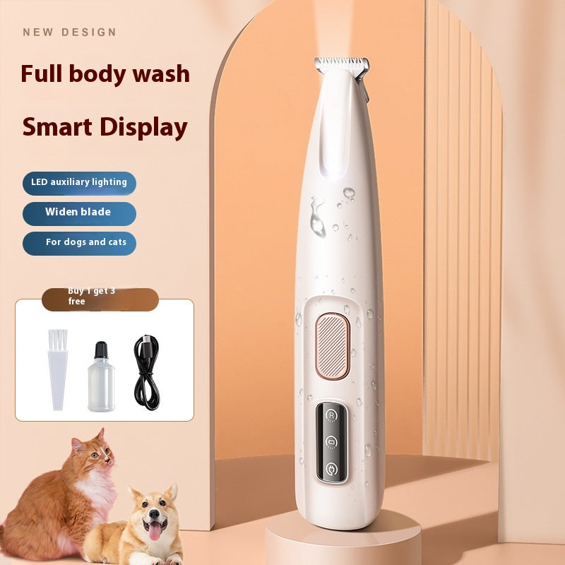 KFX-1396541 LED Dog Paw Trimmer with Widened Blade and Waterproof Design, Cordless Grooming Clippers with LED Display
