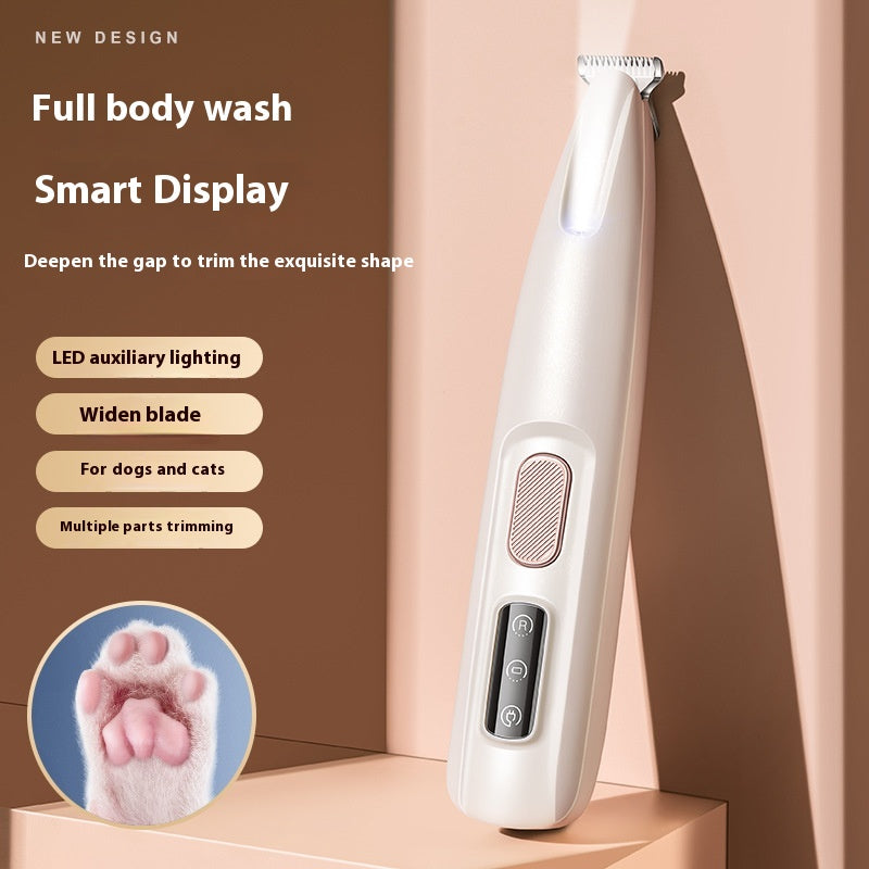 KFX-1396541 LED Dog Paw Trimmer with Widened Blade and Waterproof Design, Cordless Grooming Clippers with LED Display