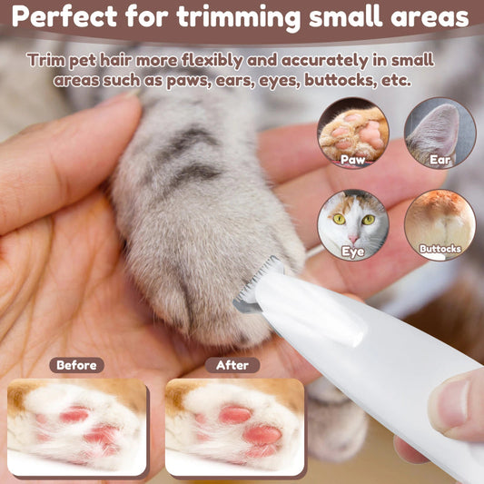 KFX-1396541 LED Dog Paw Trimmer with Widened Blade and Waterproof Design, Cordless Grooming Clippers with LED Display