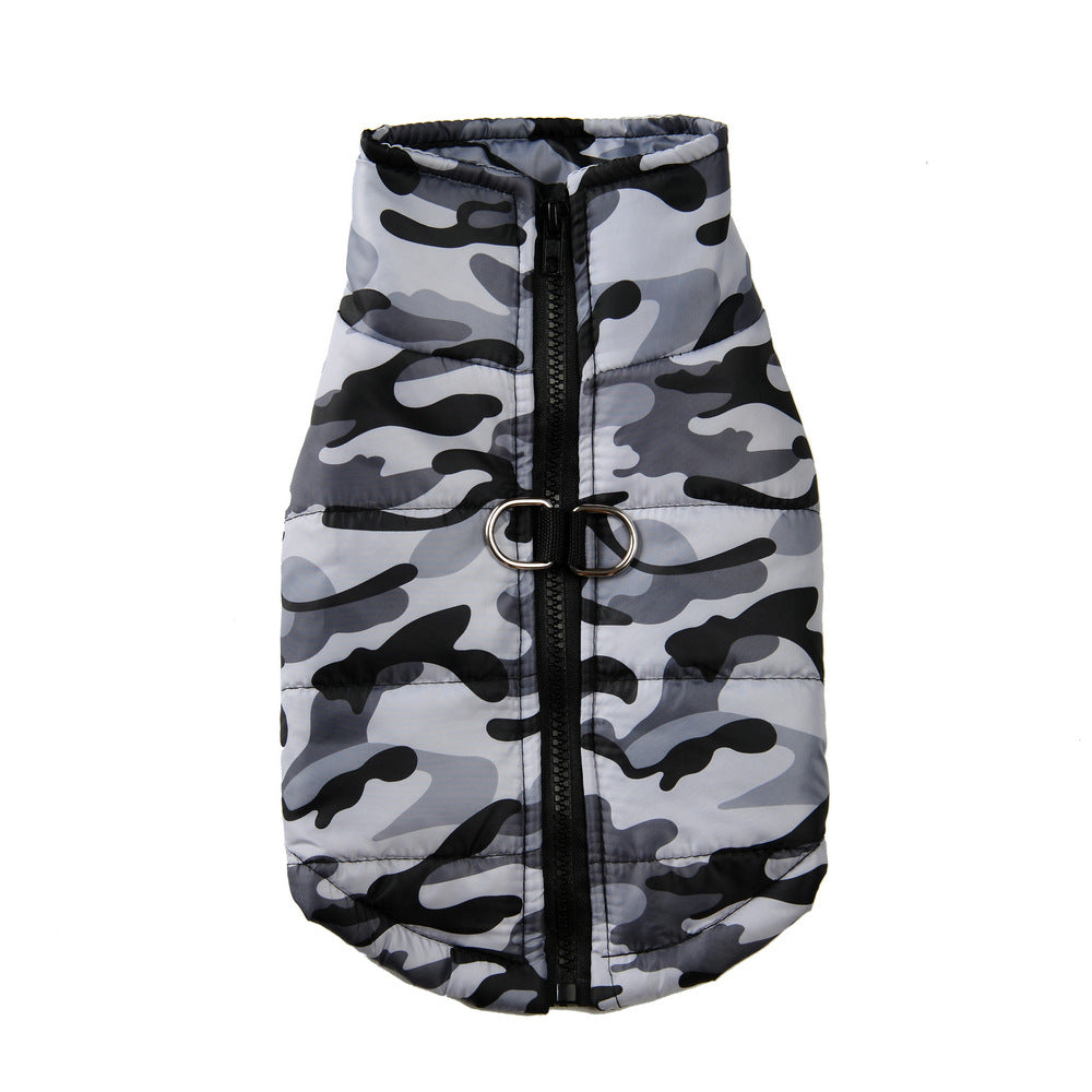 KFX-1397181 Winter Thickened Dog Camouflage Clothing in Black, Gray, Green, and Navy - Sizes 5XL, 6XL, 7XL