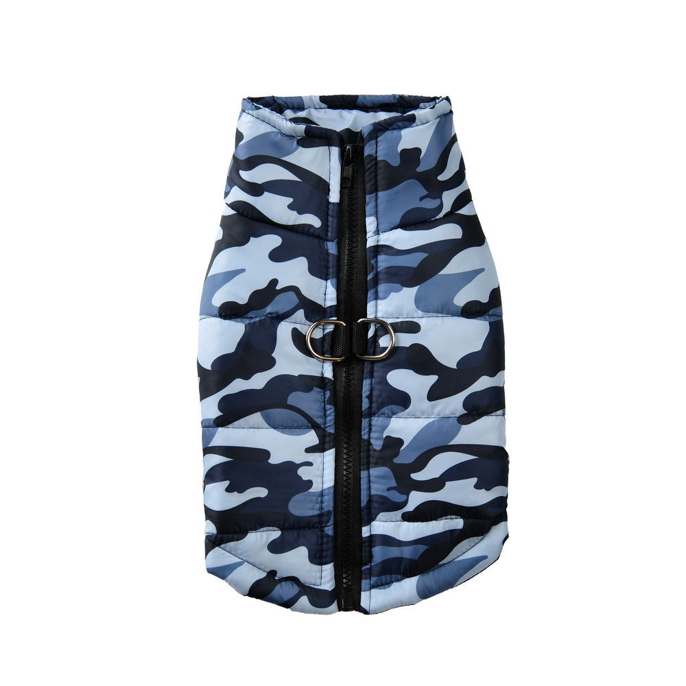 KFX-1397181 Winter Thickened Dog Camouflage Clothing in Black, Gray, Green, and Navy - Sizes 5XL, 6XL, 7XL