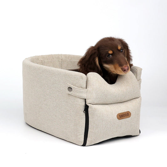 KFX-1397565 Portable Dog Car Seat Bed for Small Dogs and Cats - Safe, Breathable Travel Carrier with Nonslip Design