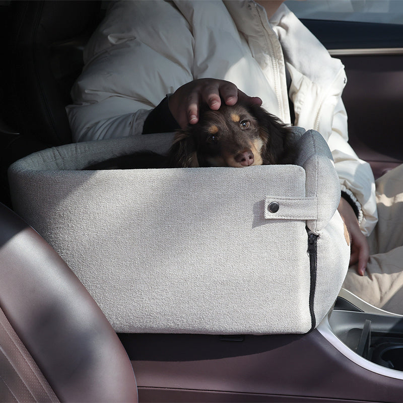 KFX-1397565 Portable Dog Car Seat Bed for Small Dogs and Cats - Safe, Breathable Travel Carrier with Nonslip Design