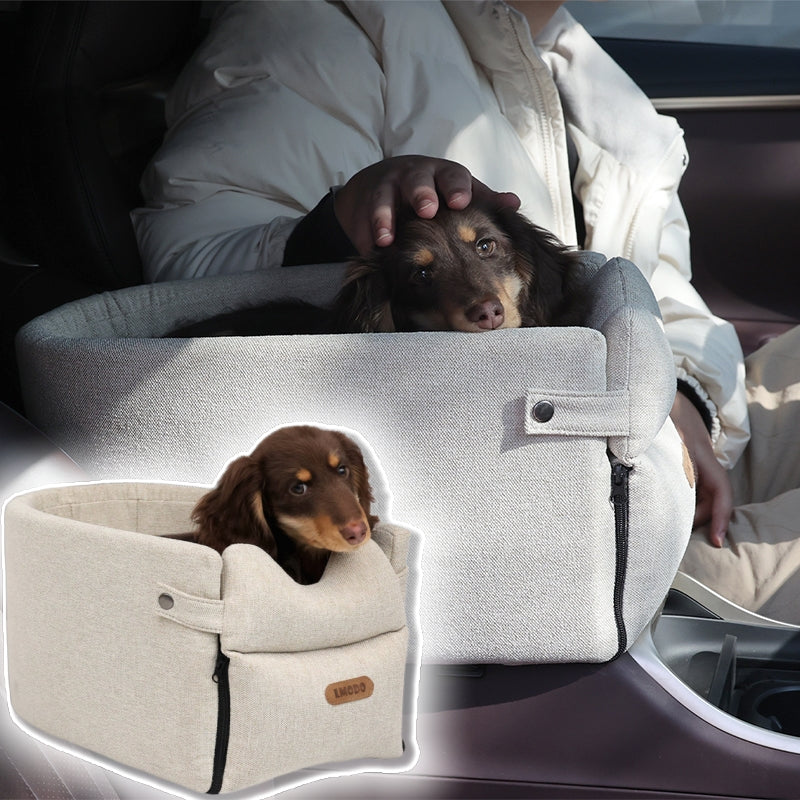 KFX-1397565 Portable Dog Car Seat Bed for Small Dogs and Cats - Safe, Breathable Travel Carrier with Nonslip Design