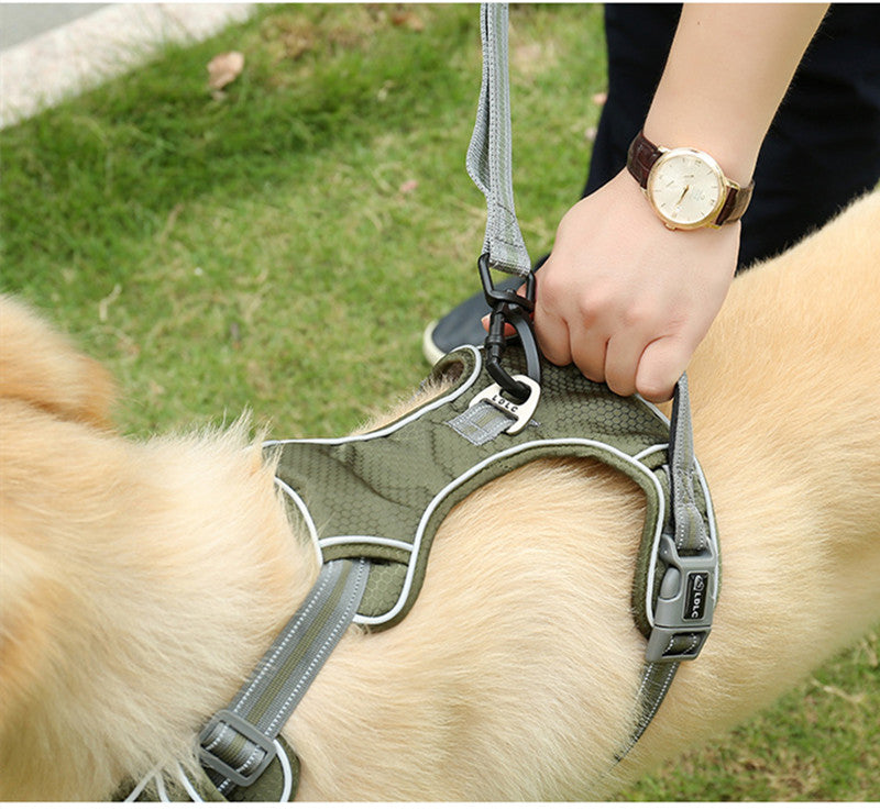 KFX-1398333 Elastic Retractable Dog Leash - Fluorescent Yellow/Army Green, Nylon Alloy, 1.45m Length, 240-280KG Pull Strength
