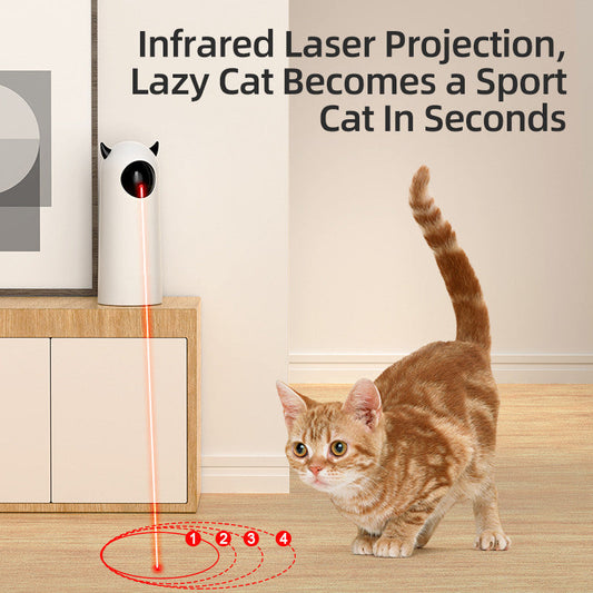 KFX-1399357 Automatic Infrared Cat Teaser Toy - Fashion Minimalist Design, White ABS & Silicone