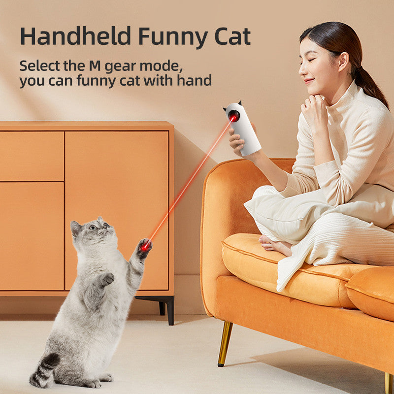 KFX-1399357 Automatic Infrared Cat Teaser Toy - Fashion Minimalist Design, White ABS & Silicone