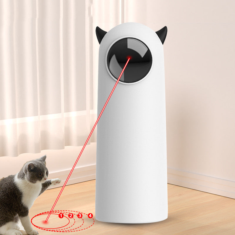 KFX-1399357 Automatic Infrared Cat Teaser Toy - Fashion Minimalist Design, White ABS & Silicone