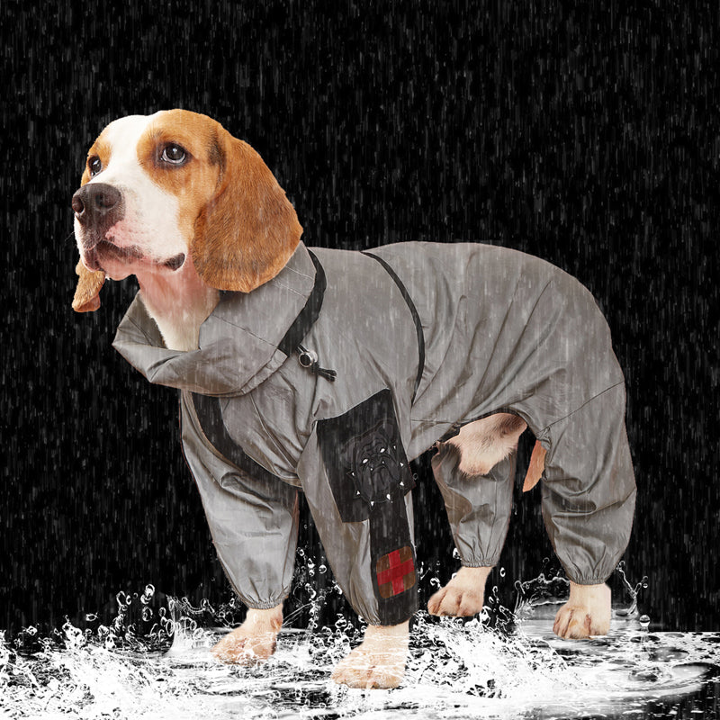 KFX-1400893 Large Dog Summer Sunscreen Stormsuit in Silver Gray - Casual Polyester Fabric