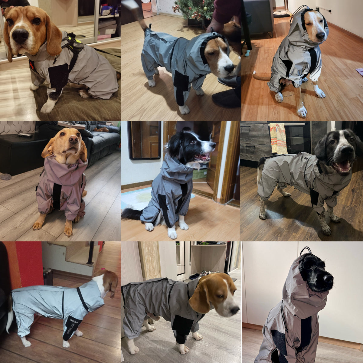 KFX-1400893 Large Dog Summer Sunscreen Stormsuit in Silver Gray - Casual Polyester Fabric