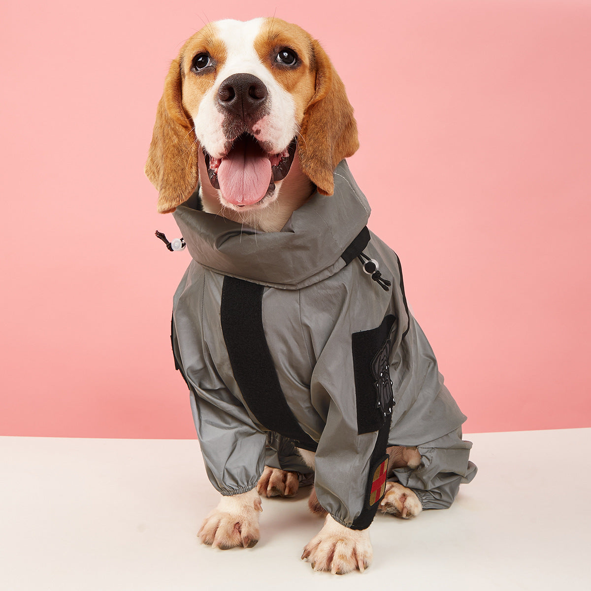 KFX-1400893 Large Dog Summer Sunscreen Stormsuit in Silver Gray - Casual Polyester Fabric