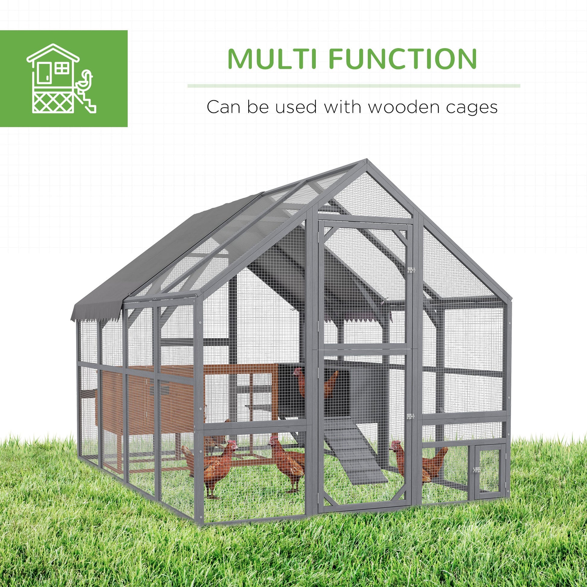 KFX-1402173 Large 9' x 6' x 6' Chicken Coop with Nesting Boxes, Water-Resistant and UV-Proof Cover for 8-12 Chickens
