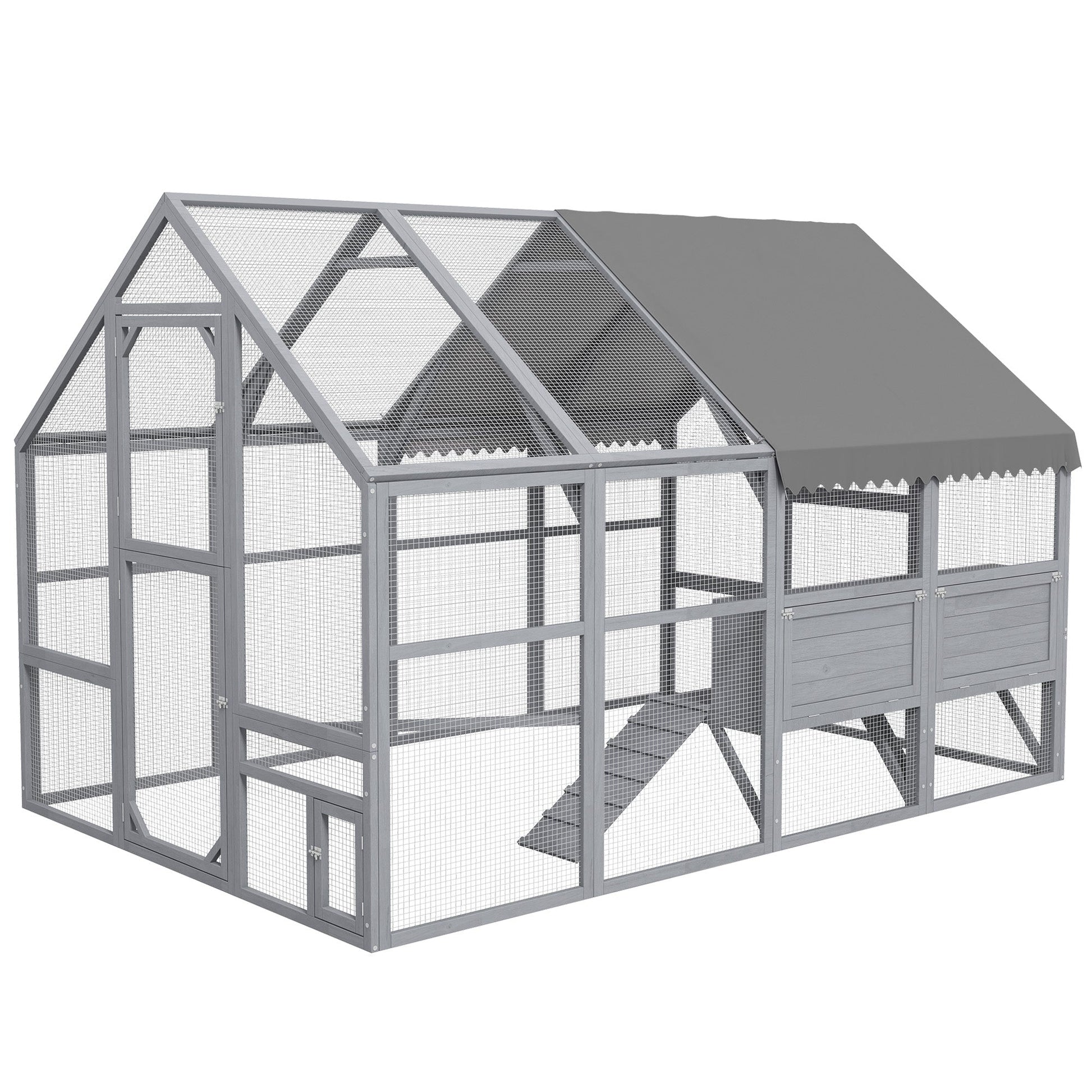 KFX-1402173 Large 9' x 6' x 6' Chicken Coop with Nesting Boxes, Water-Resistant and UV-Proof Cover for 8-12 Chickens