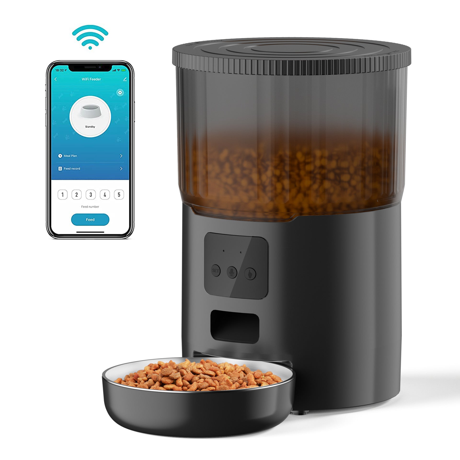 KFX-1402301 Automatic Pet Feeder for Dogs and Cats - 4L Capacity with USB and Adapter Options