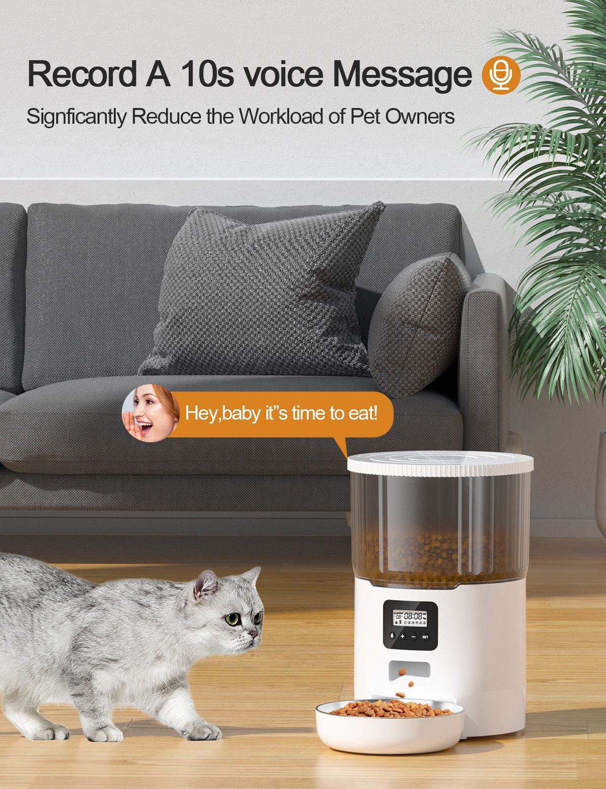 KFX-1402301 Automatic Pet Feeder for Dogs and Cats - 4L Capacity with USB and Adapter Options