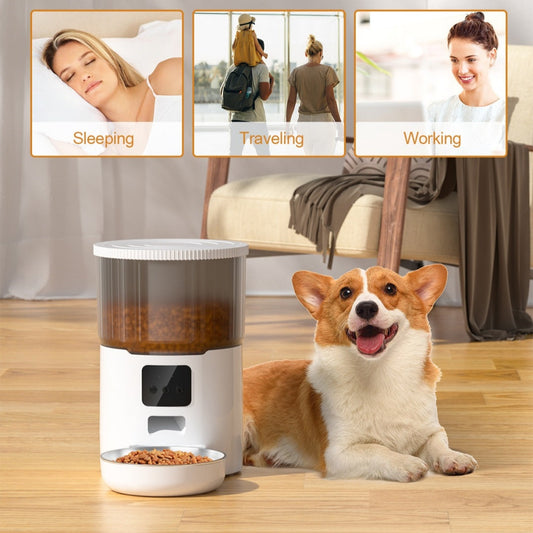 KFX-1402301 Automatic Pet Feeder for Dogs and Cats - 4L Capacity with USB and Adapter Options
