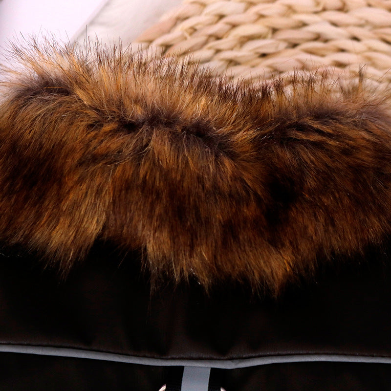 KFX-1402685 Reflective Warm Pet Fur Coat with Fur Collar for Cold Weather