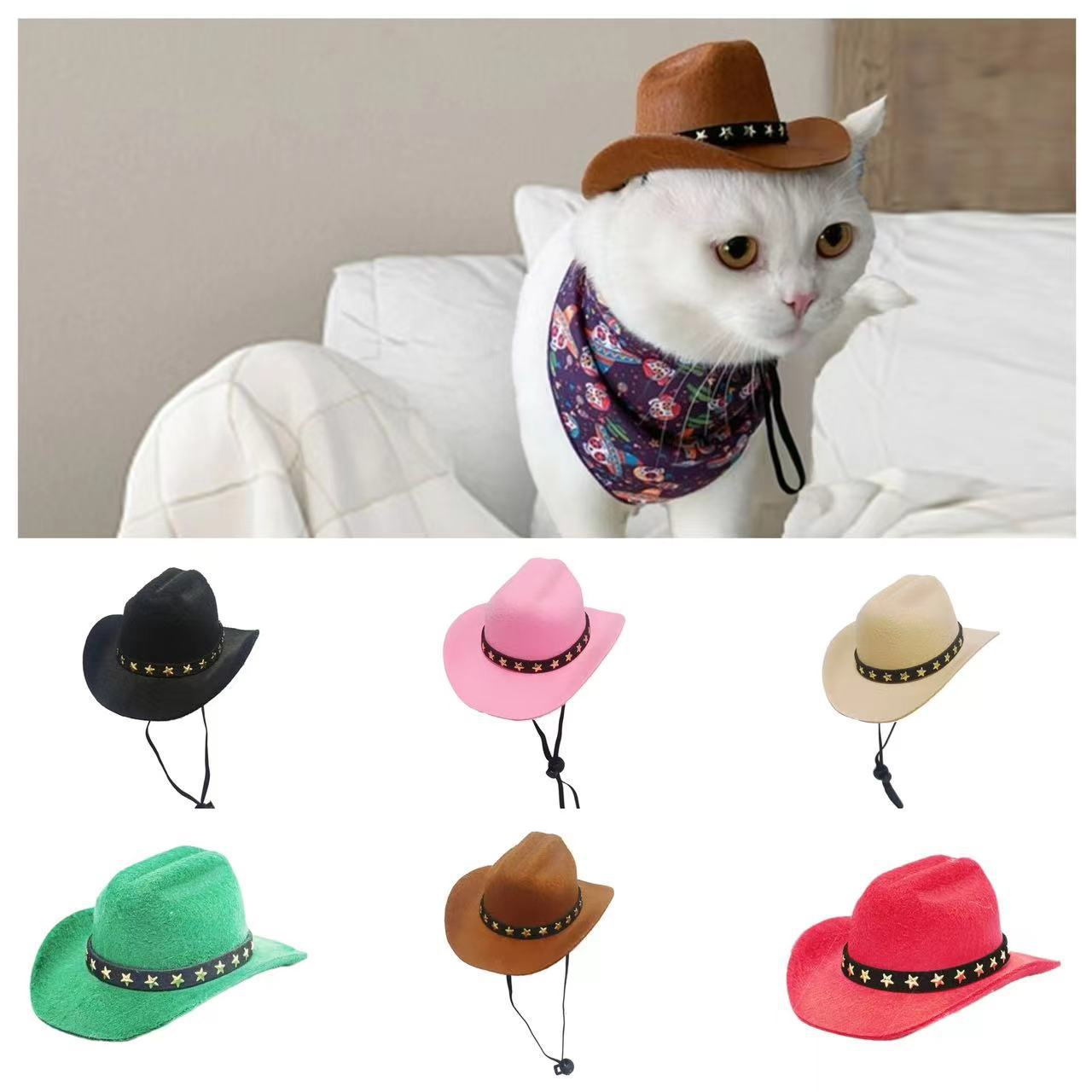 KFX-1403325 Stylish Five-Pointed Star Cowboy Hat for Pets in Various Colors