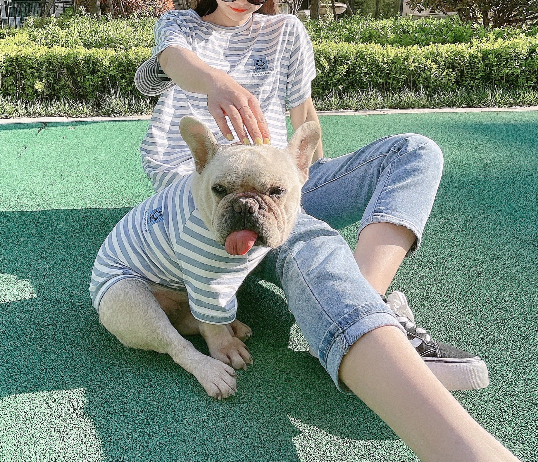 KFX-1403581 Bipedal Striped Modal Cotton T-Shirt for Small Dogs and Cats - Parent-Child Matching Outfit