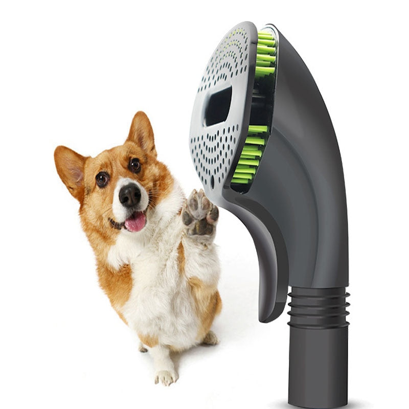 KFX-1406141 Pet Grooming Brush for Removing Loose Puppy Hair - TPE & ABS Materials, Black and Green Design