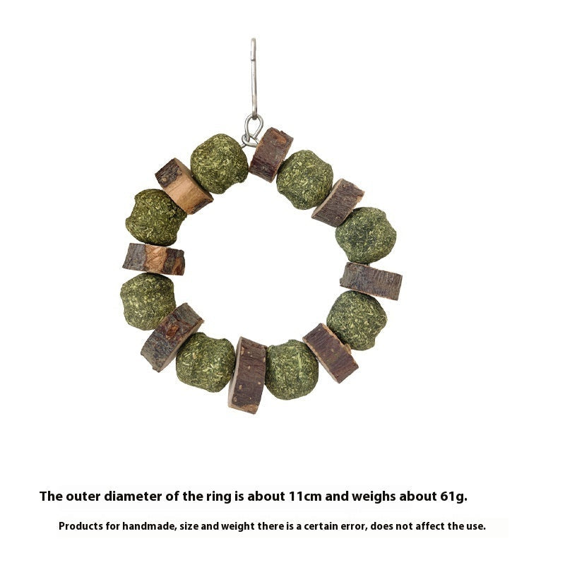 KFX-1406909 Hamster and Small Animal Molar Bite Toy with Decorative Applewood and Straw Ring