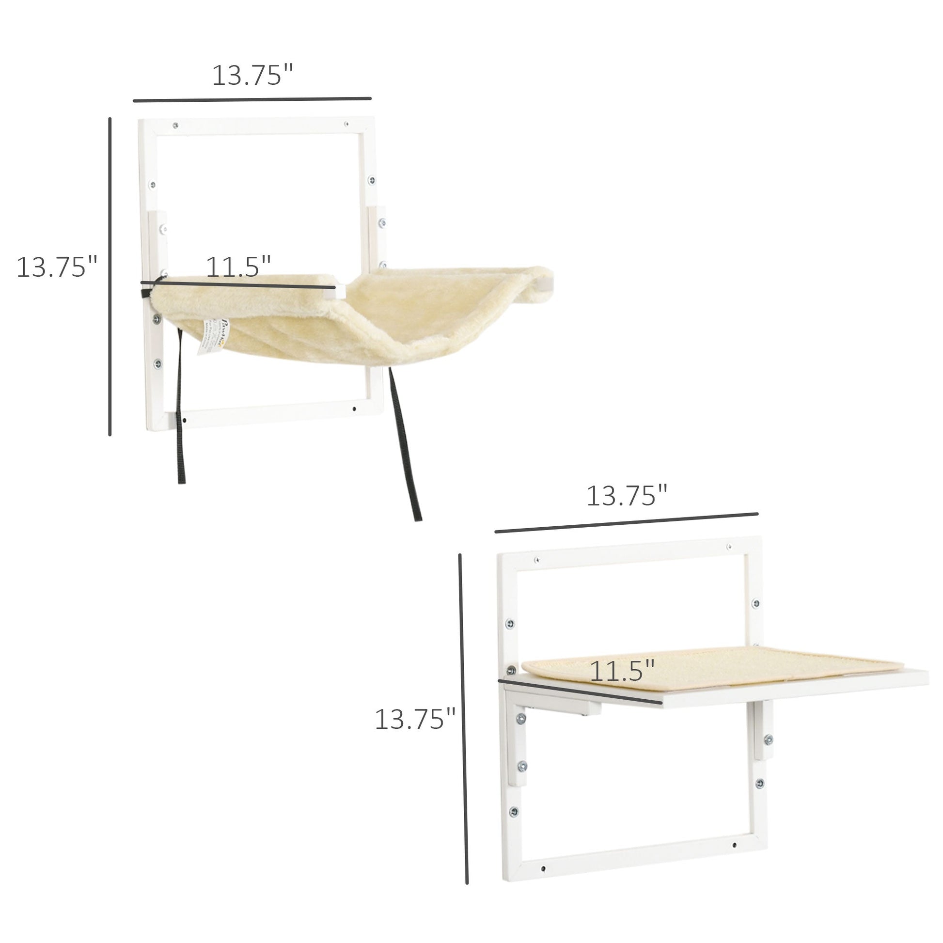 KFX-1407549 Wall-Mounted Cat Shelves with Cozy Hammock and Climbing Platforms for Indoor Cats, Supports Up to 11 lbs.