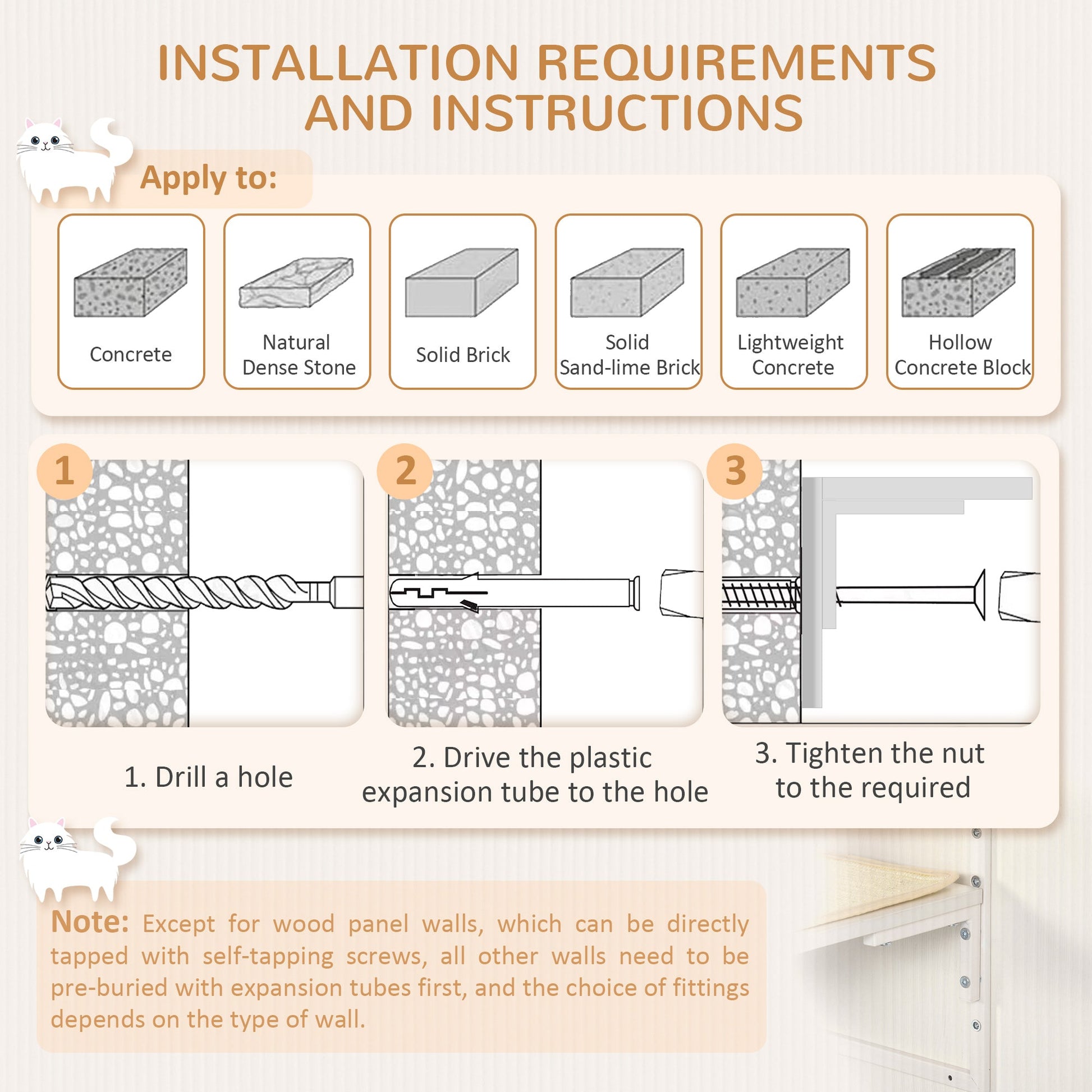 KFX-1407549 Wall-Mounted Cat Shelves with Cozy Hammock and Climbing Platforms for Indoor Cats, Supports Up to 11 lbs.