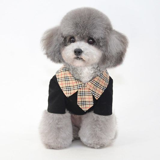 KFX-1408445 Summer Cotton Thin Polo Shirt for Small Dogs in Black and White
