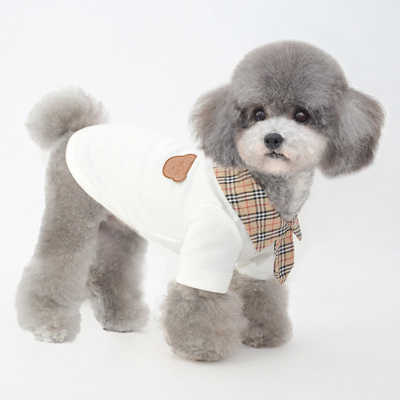 KFX-1408445 Summer Cotton Thin Polo Shirt for Small Dogs in Black and White