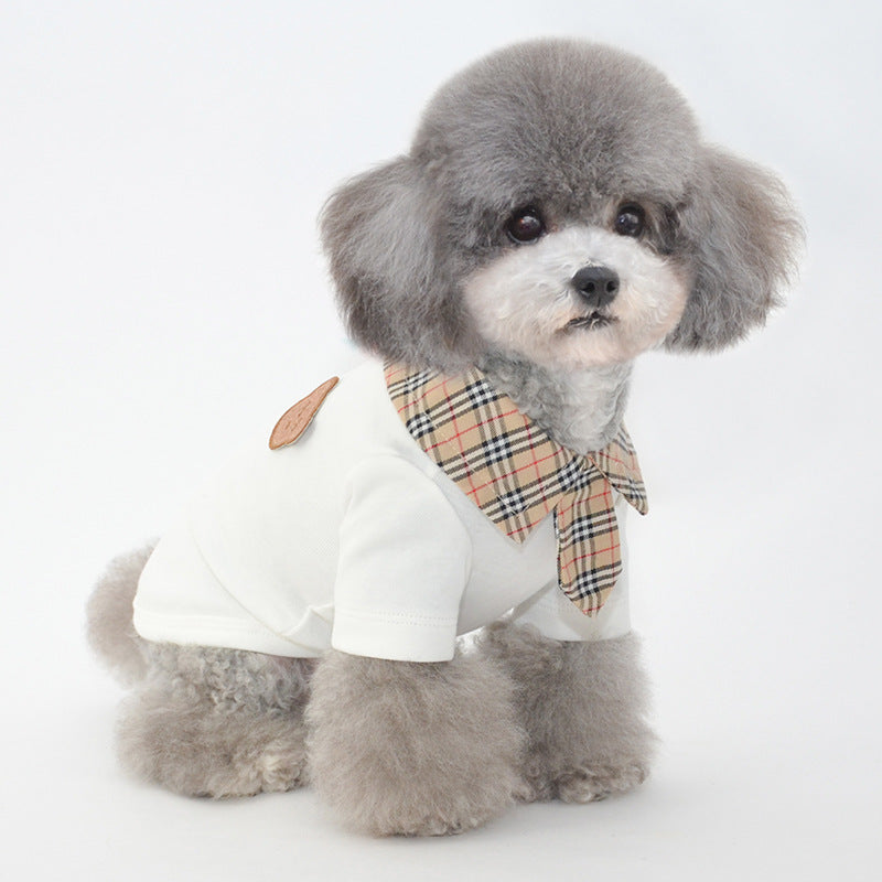KFX-1408445 Summer Cotton Thin Polo Shirt for Small Dogs in Black and White