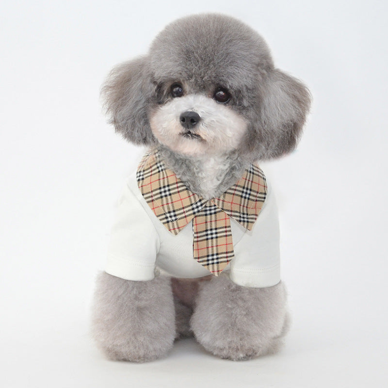 KFX-1408445 Summer Cotton Thin Polo Shirt for Small Dogs in Black and White