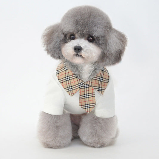 KFX-1408445 Summer Cotton Thin Polo Shirt for Small Dogs in Black and White