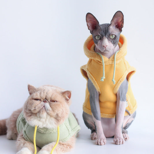KFX-1409341 Pet Fleece Hooded Sweater for Autumn and Winter, Thickened Fabric, Available in Multiple Colors and Sizes