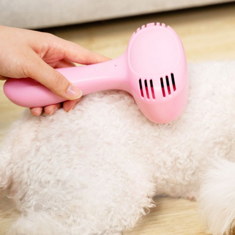 KFX-1409853 Pet Hair Removal Comb - Plastic Grooming Brush in Blue and Pink for Easy Cat Hair Cleanup
