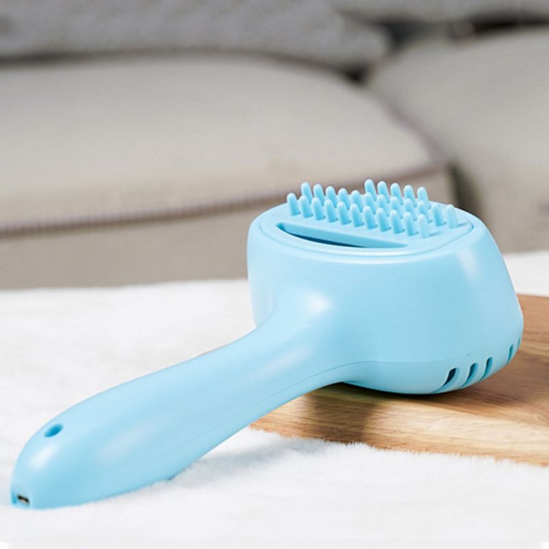 KFX-1409853 Pet Hair Removal Comb - Plastic Grooming Brush in Blue and Pink for Easy Cat Hair Cleanup