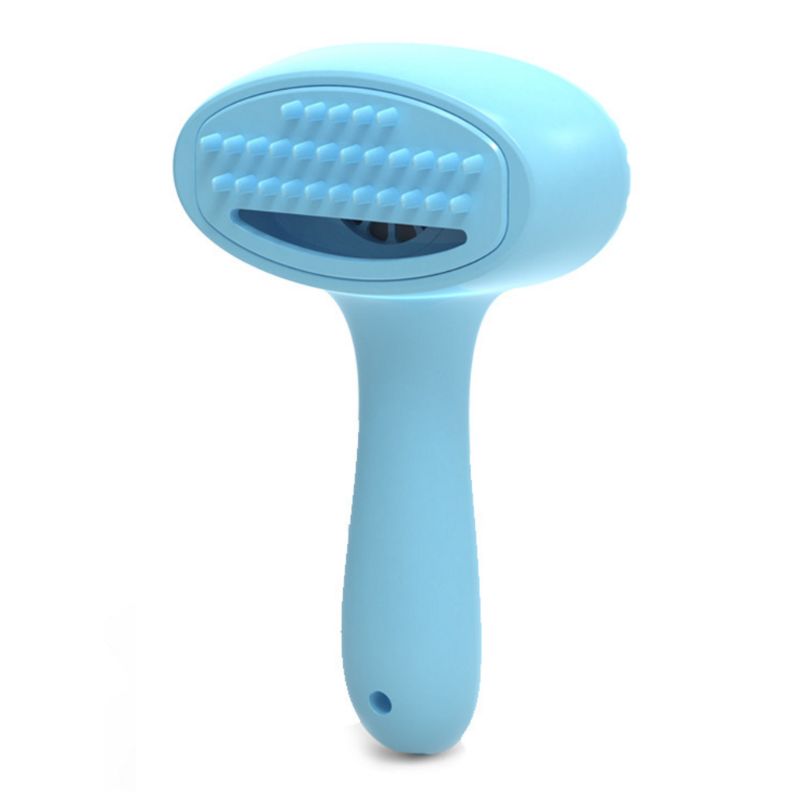 KFX-1409853 Pet Hair Removal Comb - Plastic Grooming Brush in Blue and Pink for Easy Cat Hair Cleanup
